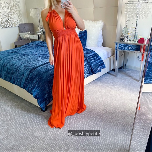 Forever 21 Dresses & Skirts - Forever 21 burnt orange low cut v-neck maxi long dress
